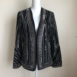 Boston Proper dinner Jacket velvet Blazer sequins crystals stars embellished